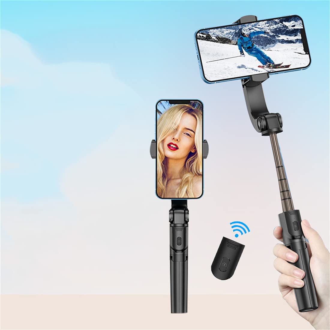 Stabilizator Gimbal dla smartfona, 1-osiowy wielofunkcyjny zdalny 360 ° automatyczny obrót, posiadacz statywu kompatybilny z inteligentnymi telefonami