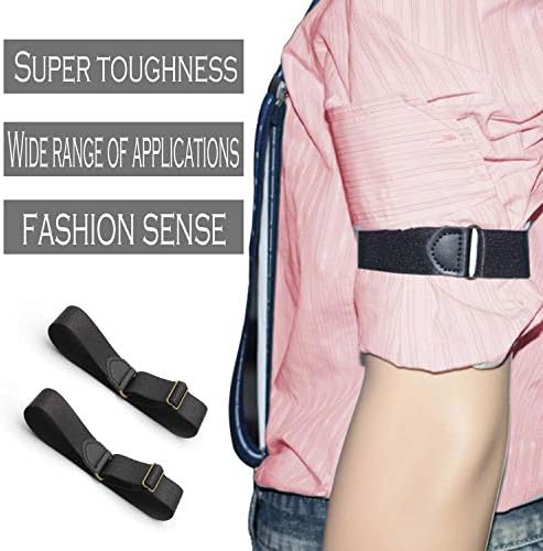 KLEHOPE Shirt Sleeve Holders, 2 Pcs Arm Bands Bartender, Anti-Slip Shirt Arm Holder, Adjustable Sleeve Shirt Holder, Men Elastic Shirt Cuff Bands can be Used to Fix Long Sleeve Shirt (Black)