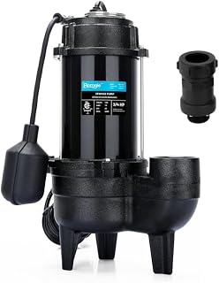3/4 HP Sewage/Effluent Pump, 6400 GPH Submersible Basement Sewer Pump with 2'' Check Valve Connector