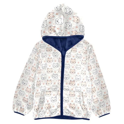 Cute Cats Boys Fleece Coat,Children's Zip-Up Hoodie Jacket,Baby Warm Fashion Outerwear 3-10T,A113428