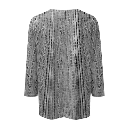 3/4 Sleeve Tops for Women 2025 Fall Clothes Winter Plus Size Round Neck Floral Print Tees Casual Loose Fit Blouses3