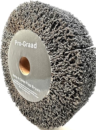 Image of 8 inch x 2 inch Black 40 Grit Extra Coarse Non-Woven Bench Grinder Strip & Clean Flap Brush Wheel, Metal Graining, Stripping, Rust & Paint Removal, Compatible for 1 /2 inch, 5 /8 inch, 3 /4 inch, 1 inch, 1-1 /4 inch Arbor