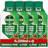Dettol, Washing Machine Cleaner, Pine Scented, 1L (250ml x 4pck) Antibacterial, Removes Bacteria, Odours, Limescale and Hidden Dirt, Lasting Freshness, Kills 99.9 Percent of Bacteria