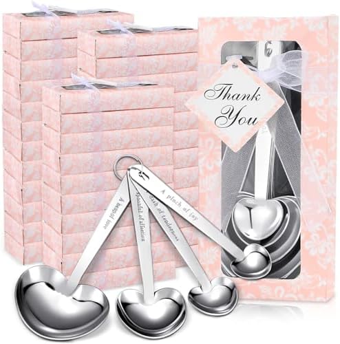 Yinder 50 Set Heart Shaped Measuring Spoons Wedding Favors for Gu...