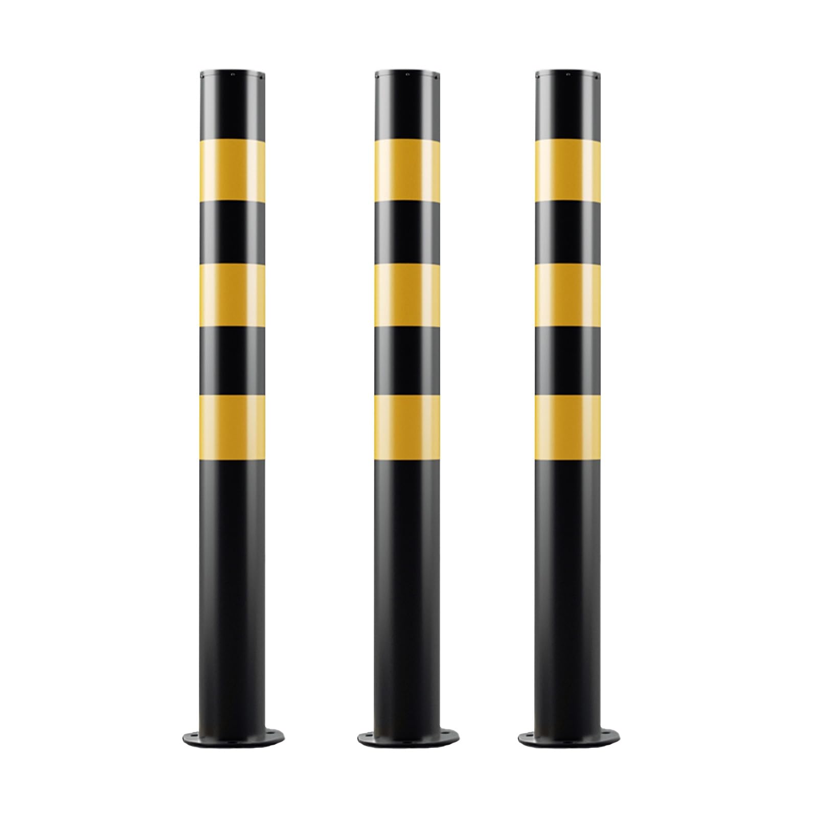 HCZKIUJY Reflective Safety Bollard Posts, Parking Barriers for Driveways & Parking Lots, Traffic Control Covers - Enhance Safety & Visibility (Black (3pcs))