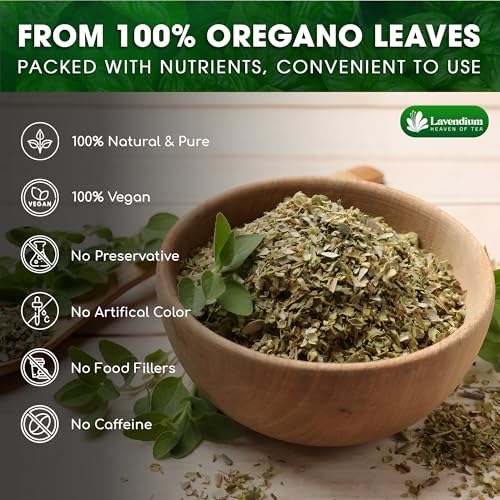 Image of Lavendium, Premium 8oz Dried Oregano Leaves, 100% Natural & Pure Oregano Herb, No Additives or Preservatives, Non-GMO, Plant-Based & Vegan, Perfect for Pizza, Pasta, Marinades & Seasoning