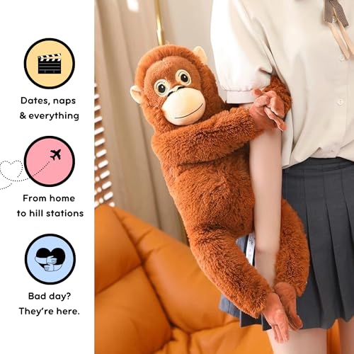 Image of Flufies Plush Toys - Snuggly and Aesthetic Stuffed Plush Toys and Baby Toys - Soft Toys for Baby Girl and Baby Boy - Soft Toys for Girlfriend (60 cm Punch Monkey)