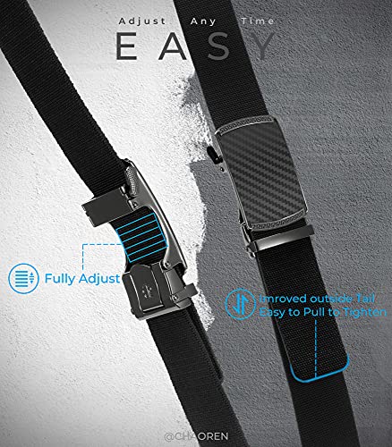 Image of Chaoren Leather Ratchet Belt 2 Pack Dress with Click Sliding Buckle 1 3 /8 inch in Gift Set Box - Adjustable Trim to Fit