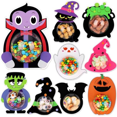 36 Set Halloween Candy Holder Cards with Clear Dome, Halloween