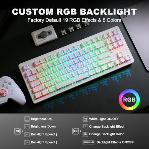 Image of YUNZII YZ87 Gasket Mechanical Keyboard,TKL Wireless Hot Swappable with 5-Layer Padding, BT5.0 /2.4G /USB-C NKRO RGB Backlit for Win /Mac(White Line, Milk Switch)