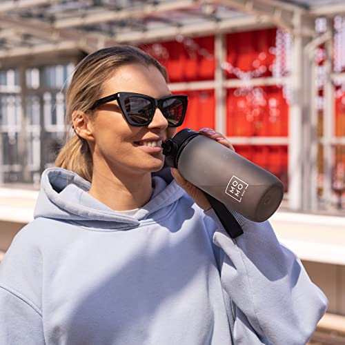 MOMO WAY Drinking Bottle Tritan Water Bottle BPA Free Reusable for School Sports Fitness Gym Easy Closure Gift for Men Women and Children Gray Black 600ml - Image 3
