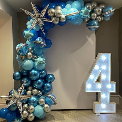 Image of Metallic Blue Balloons 12 inch, Blue Latex 50pcs Party Balloons | Graduation, Baby Shower, Birthday Party Decorations