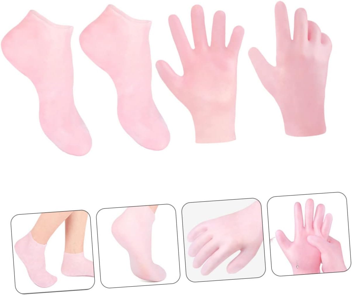NOLITOY 1set Moisturizing Foot Gloves Set Pink Callus Remover Socks for Dry Feet Care Hand and