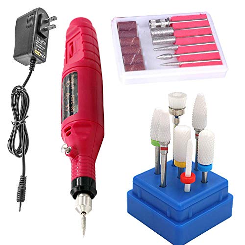 Pen Shape Electric Nail Drill Manicure Filer Kit Nail Polish Machine set with 6 Acrylic Gel Remover and 7Pcs Nail Drill Bits