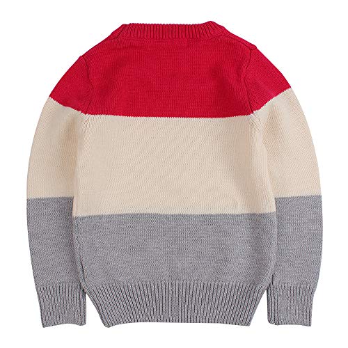 Suéter infantil Peecabe de manga comprida, gola redonda, pulôver de algodão, suéter de malha para be