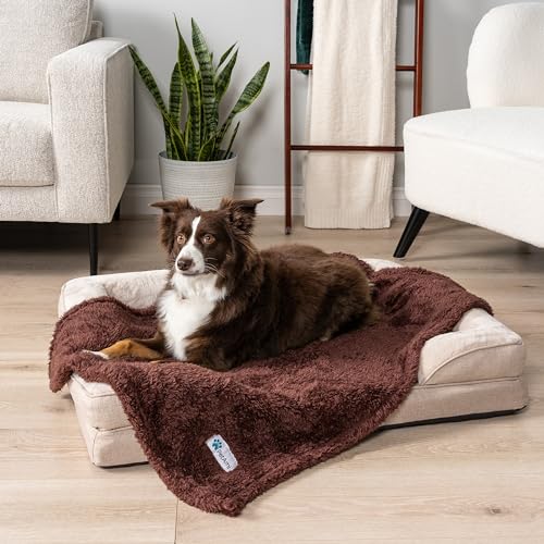 Image of PetAmi Dog Blanket for Small Medium Dogs Brown, Fluffy Soft Puppy Blanket, Sherpa Fleece Cat Blanket for Kitten Doggie, Calming Pet Blanket Throw for Couch Sofa Bed Washable, Medium 29x40