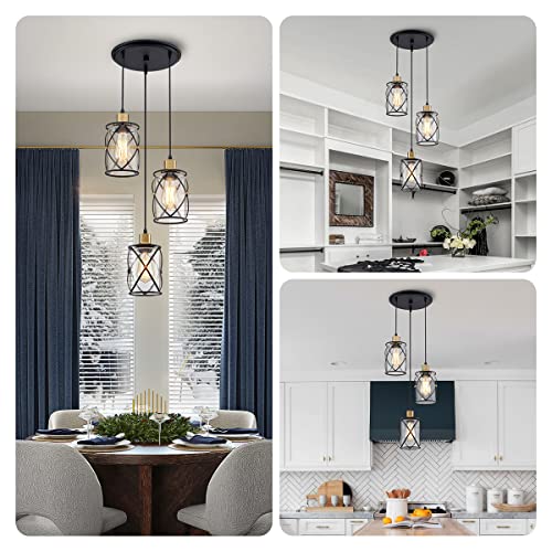 Suspension industrielle 3-light pendant ceiling light fixture pour cuisine - 5