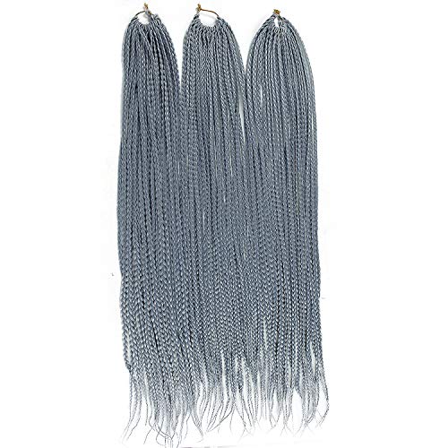 YXCHERISHAIR Crochet Braid Box Braids Natural Black Synthetic Braided Hair Extension for Women Crochet Braids Twist High Temperature Fiber (Grey)