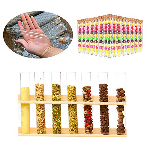 20x180mm Glass Test Tube,35ml Glass Test Tubes with Cork Stoppers,Glass Test Tubes for Bath Salt,Scientific Experiments,Plants,Candy Storage,20PCS - Thumbnail 4
