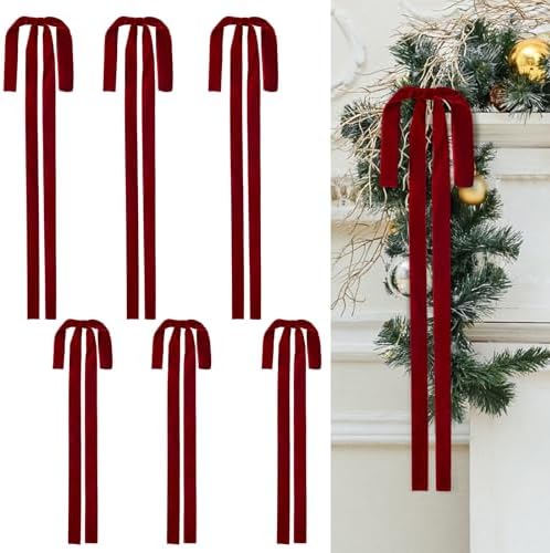 Wironlst 12Pcs Velvet Christmas Bows Large Vintage Velvet Bows for Christmas Tree, Garland Staircase Wreaths Holiday Xmas Decorations (Burgundy)