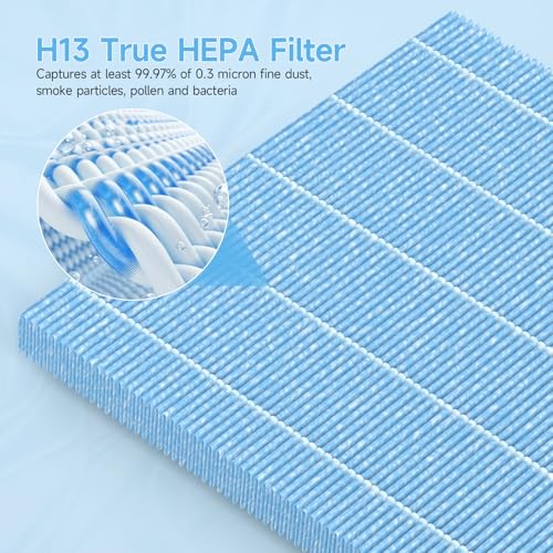 Image of 3 Pack HAP603 Replacement Filter Compatible with ECOSELF HAP603 / HAP603WF Air Purifier, 3-in-1 H13 True HEPA Filter with Activated Carbon, # RFHAP603, Blue