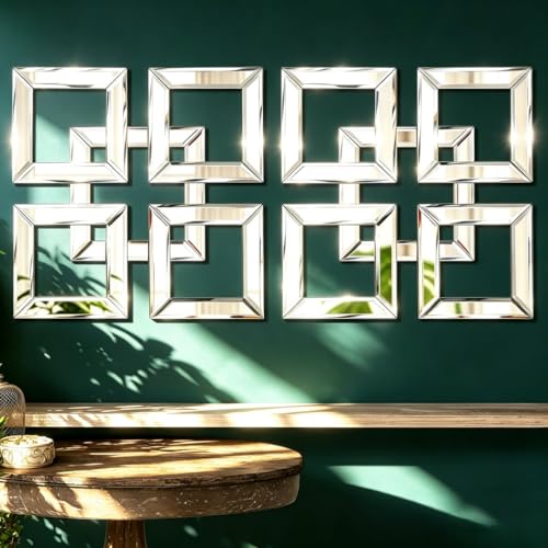 QMDECOR 2 Pack Silver Mirrored Squares