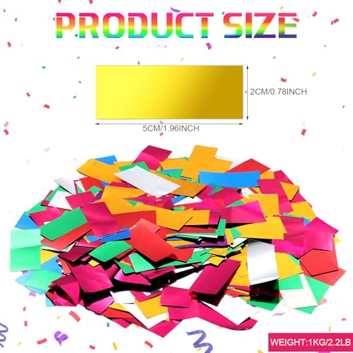 Image of Sumind 1000 Grams Large Rainbow Metallic Confetti Multicolor Glitter Table Confetti Throwable Foil Party Decor for Wedding Birthday Gender Reveal Baby Shower Graduation Hanukkah Celebrations