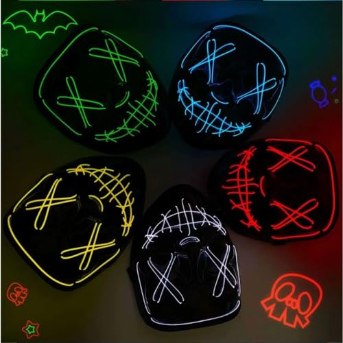 Mascara Led Neon Festa Halloween Festa Fantasia The Purge (Azul)