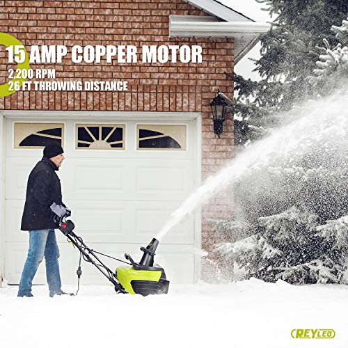 Electric Snow Blower, 20-Inch 15-Amp Corded Snow Blower, LED Lights, 180° Rotating Chute , Lightweight, Low Noise