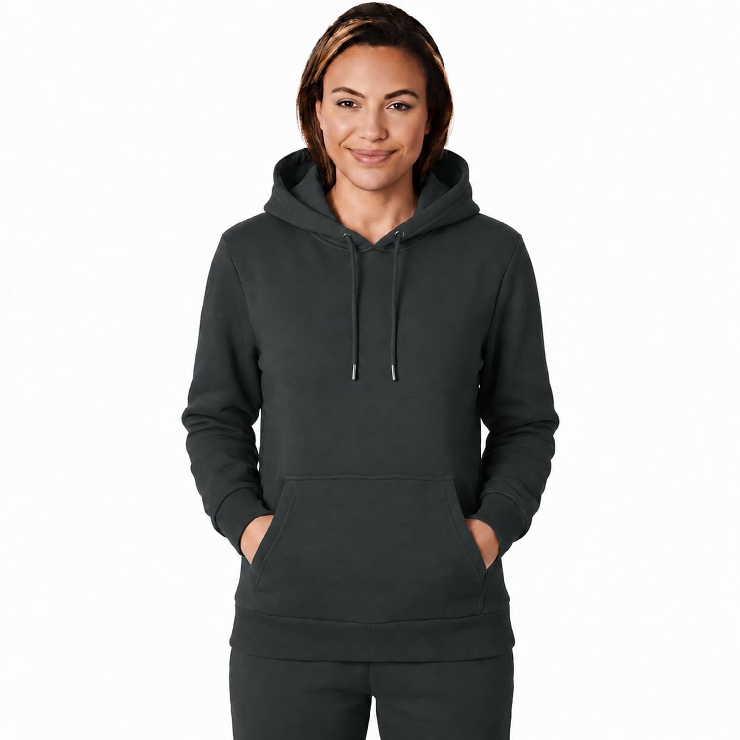 Light & Shade Women’s Fleece Pullover Hoodie with Pocket Soft Hooded Sweatshirt with Drawstring Casual Lounge & Gym Wear (Charcoal, M)