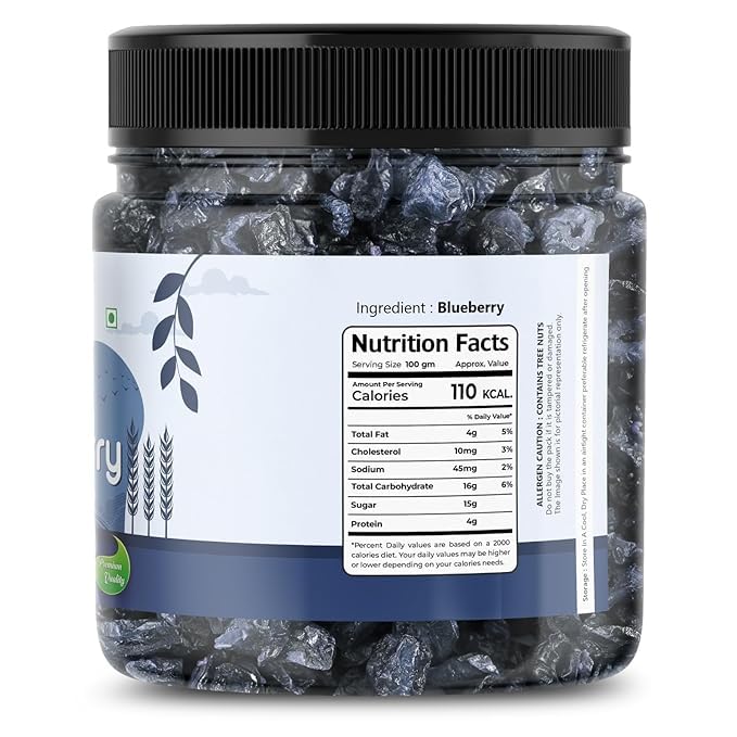 Image of Bewon Organic Dried Blueberries Without Sugar | Whole & Naturally Sweet | High in Antioxidants & Fiber | Healthy Snack | Blueberry Dried Superfood | Premium Dry Fruit (200g)