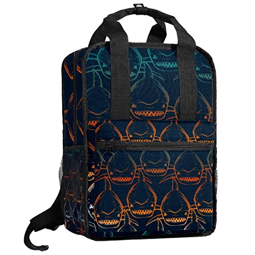 Sac à dos garçons dauphin abstrait réglable taille unique scolaire