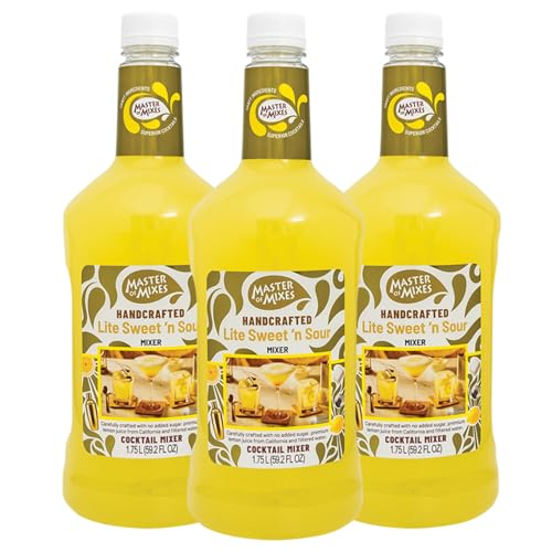 Master of Mixes Sweet N' Sour Lite Drink Mix, Ready To Use, 1.75 Liter Bottle (59.2 Fl Oz), Pack of 3
