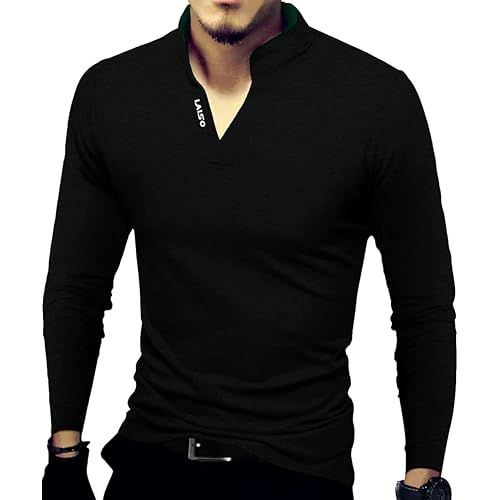 LOGEEYAR Mens Fashion Polo Henley Shirts Short/Long Sleeve Casual T-Shirts Slim Fit Cotton Polo Shirts for Men