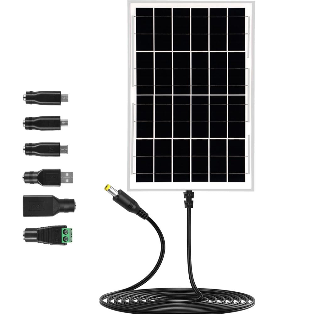 12V Solar Panel with 6 Optional Adapter Plugs,10W Solar Panel Battery Charger Portable for Vehicle Gate Opener Electrical Fence Chicken Coop Lawn Tractor Boat-picture-13