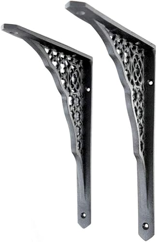 Miniatura 3 de Renovators Supply Manufacturing Par de soportes flotantes para estantes de 7 pulgadas x 8-34 pulgadas. Soportes victorianos de aluminio negro para