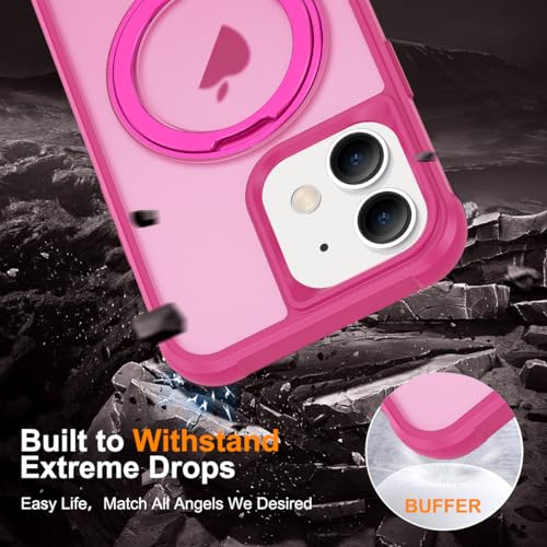 Image of Compatible with iPhone 11 Case with Stand 6.1 inch,Rose Red | Matte Translucent Phone Case for iPhone 11,360 Magnetic Ring Stand,Compatible Mag-Safe,Military Grade Protection