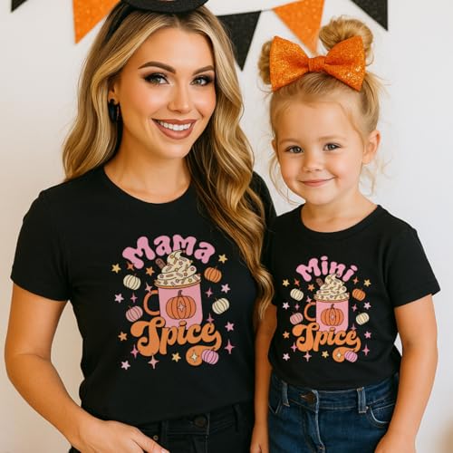 Mama Baby Spice, Mommy and Me Pumpkin Shirt, Mom Daughter Matching Fall Outfits, Halloween Mommy and Me Shirts, Pumpkin Spice Mama Mini Graphic Tees.4