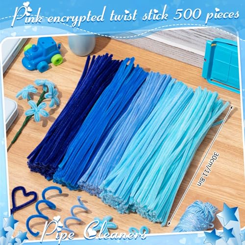 Image of Peryiter 500 Pcs Pipe Cleaners for DIY Flower Bouquets, Chenille Stems for Graduation Bouquet Crafts, Fuzzy Sticks for Handmade Flowers, DIY Gift, Art Projects(Blue,12 Inch)