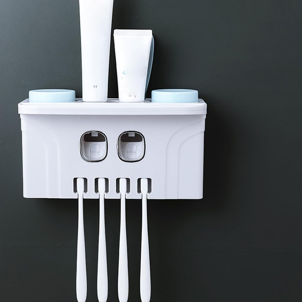 Estante para Cepillos de Dientes Porta spazzolini da Denti Punzonatura Libera Collutorio Porta spazzolini da Denti A Parete Bagno A Parete A Parete Integrato Spremiagrumi Dentifricio(B)