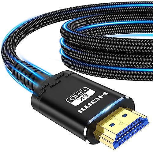 Akake 1M Black Braided HDMI Cable, 48Gbps, 4K@120Hz/8K@60Hz, HDR, Compatible with Any Device with HDMI Port