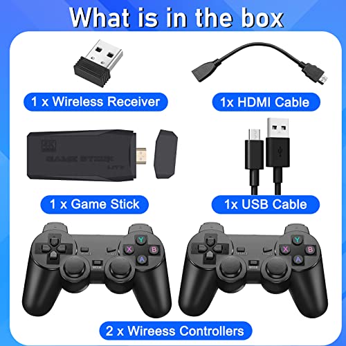 Aumitatoy Wireless Retro Game Console,Plug Play Video Game Stick Built In 10000+ Games,4K Output, 9 Classic Emulators, Dual 2.4G Wireless Controllers,Birthday Gifts Choice Children/Adults(64G) #TOP6