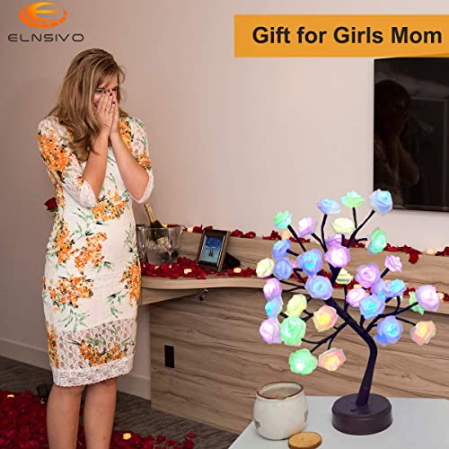 18 Colors Rose Tree Lamp, Color Changing Multicolor Rose Table Lamp With Remote, Pink Flower Lamp Girls Gift For Valentine’s Day, Lighted Tabletop Tree For Christmas Mother’s Day Wedding Decor #TOP2