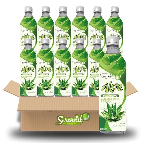 Y-go Y-go Aloe Vera Drink Original 500ml – Refreshing Aloe Vera Juice with Real Aloe Pieces | Natural Hydrating Beverage | Healthy Drink | (Pack of 12)