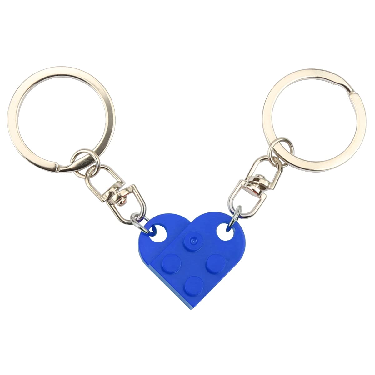 Jagowa Blue Matching Brick Keychain Heart Key Ring Set For Couples Friendship Valentine's Day Gifts For Girlfriend Boyfriend (Blue)