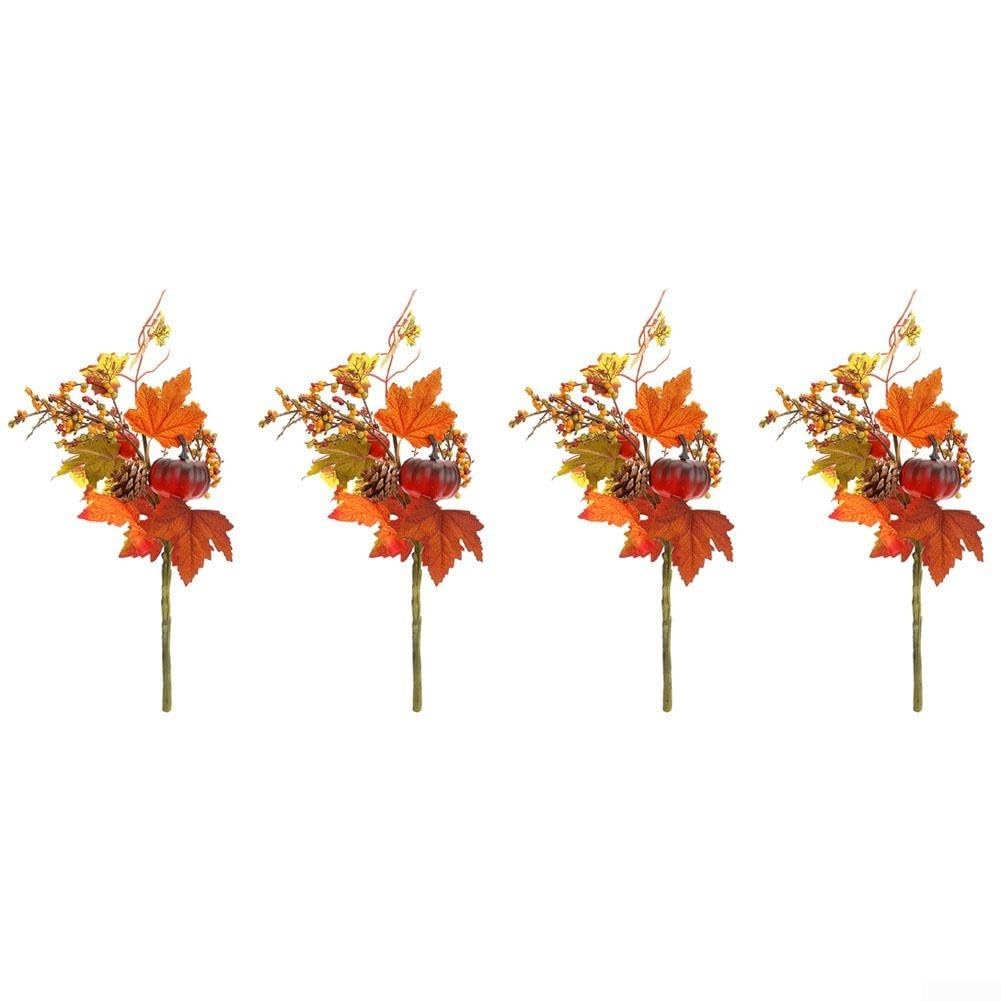 VRTYVEYBB Artificial Pumpkin and Berry Autumn Decoration Set 4 Pieces for Vase and Indoor Use Seasonal Home Decor for Fall and Harvest (B038)