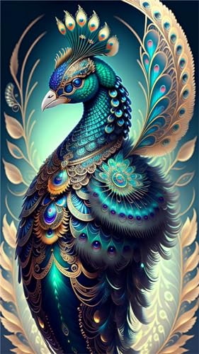 5D Paon bleu Diamond Painting pour Murale Décoration de Salon Grand Format