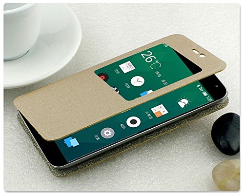 Image of Heartly GoldSand Sparkle Luxury PU Leather Window Flip Stand Back Case Cover for Meizu M2 Note - Hot Gold