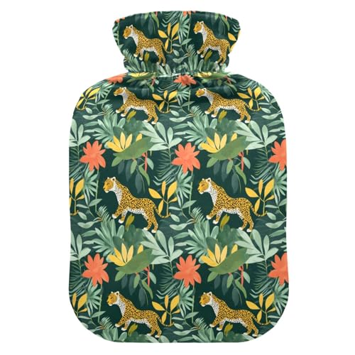 Bolsa de agua caliente de PVC de alta calidad y tacto suave con terciopelo de leopardo