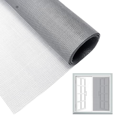 Fliegengitter Fenster Grau 250x120cm – Katzenfest, Fiberglas Insektenschutz Meterware, DIY Fliegennetz Ersatz für Balkontür & Dachfenster,...